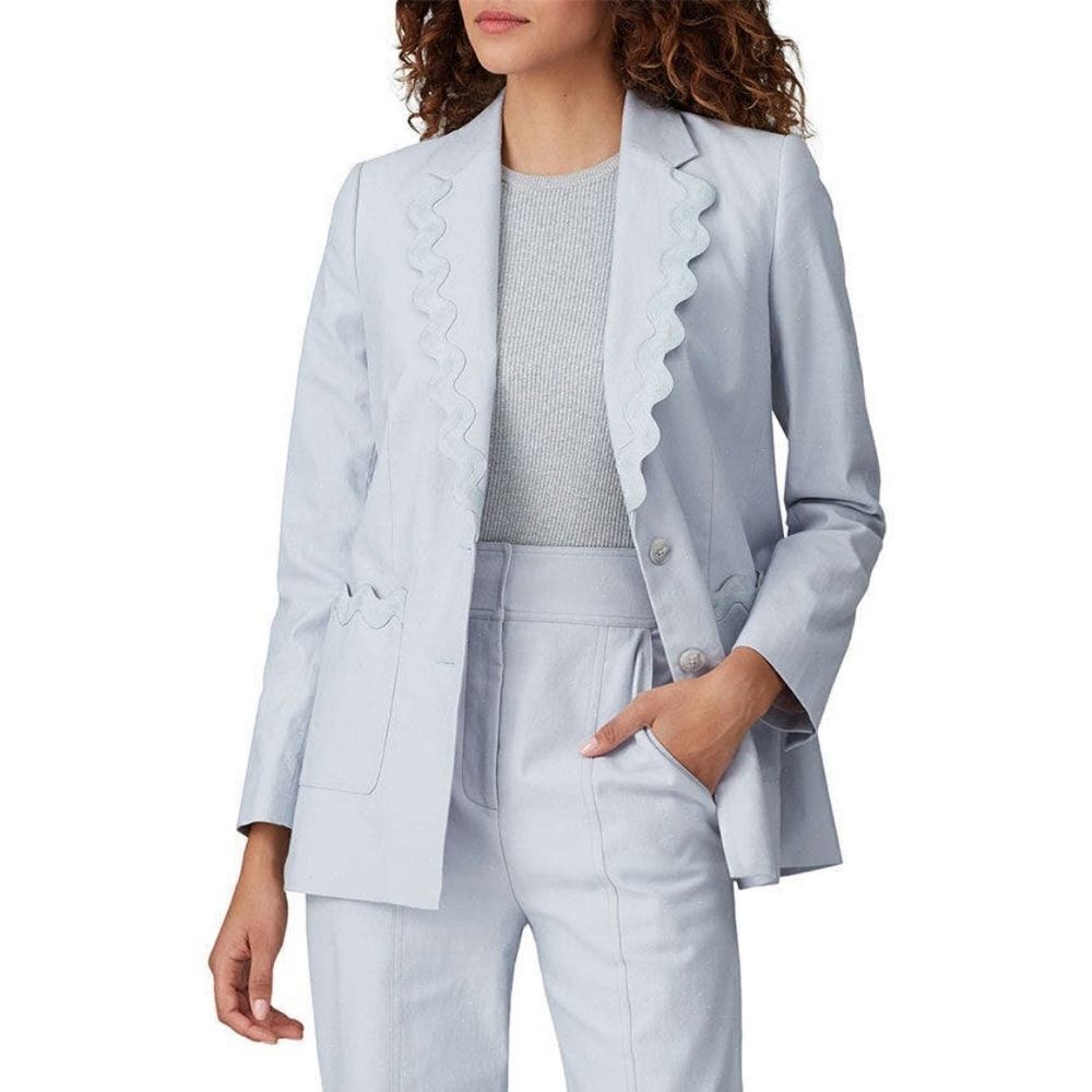 Rebecca Taylor Light Blue Slub Jacket Blazer 2